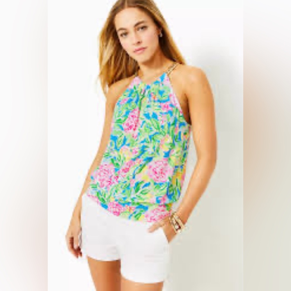 Lilly Pulitzer Bowen Halter Top in Multi Grove Garden Print. EUC. Worn 1X.